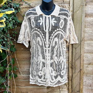 Stone Paisley Crochet ‘Swan Lake’ Sleeve Shirt