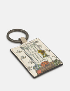 Country Cottage Doorway Leather Keyring (flat)