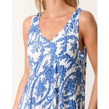 Load image into Gallery viewer, Blue Floral Paisley V-Neck Maxi Dress (close up)

