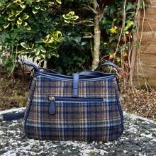 Load image into Gallery viewer, Navy Tartan Look Crossbody Bag (back)
