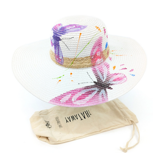 Butterfly Printed Wide Brim Foldable Sun Hat