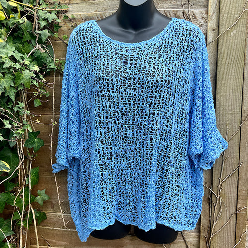 Breezy Sky Blue Bohemian Popcorn Cover Up