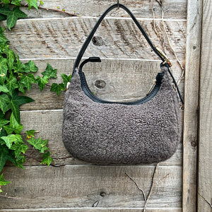 Small Black Faux Fur Scoop Shoulder Bag (back)