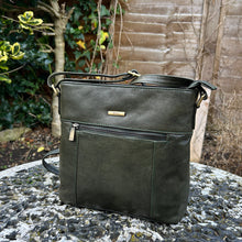 Load image into Gallery viewer, Dark Green Bucket Style 'Abigail' Leather Shoulder Bag (front)
