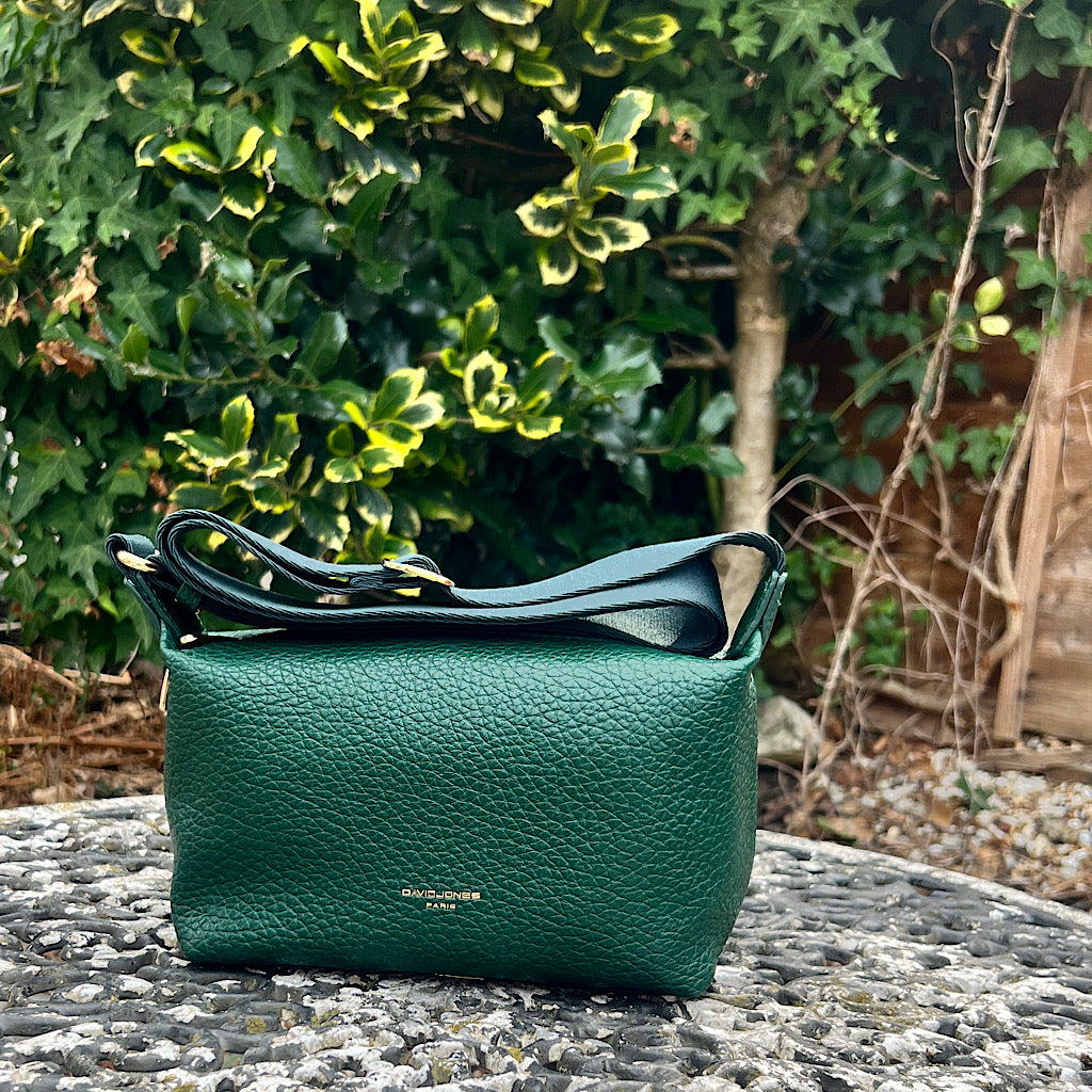 Dark Green Pochette Zip Top Crossbody Bag
