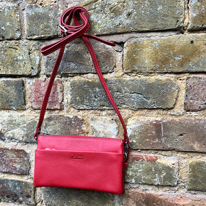 Rouge Luxe Triple-Compartment Leather Crossbody Bag (crossbody)