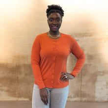 Load image into Gallery viewer, Rust Orange Essential Button Front Fine Knit Cardigan
