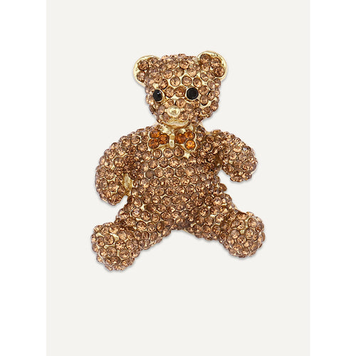 Honey Spark Crystal Teddy Brooch