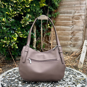 Bitter Chocolate Double Handle Hobo Style Shoulder Bag (back)