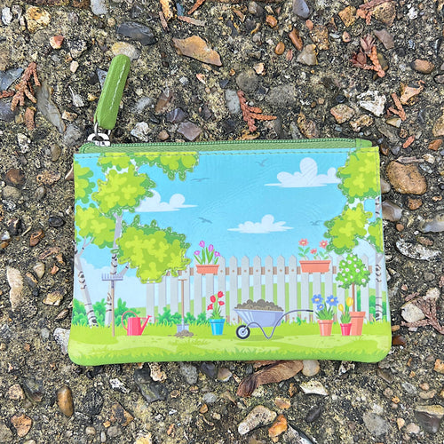 Light Green Leather Pretty Garden Coin Purse