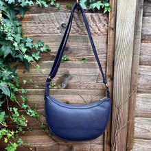 Load image into Gallery viewer, Navy Scoop with Fabric Adjustable Strap Crossbody Bag (back)
