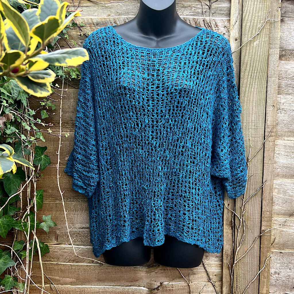 Breezy Petrol Bohemian Popcorn Cover Up