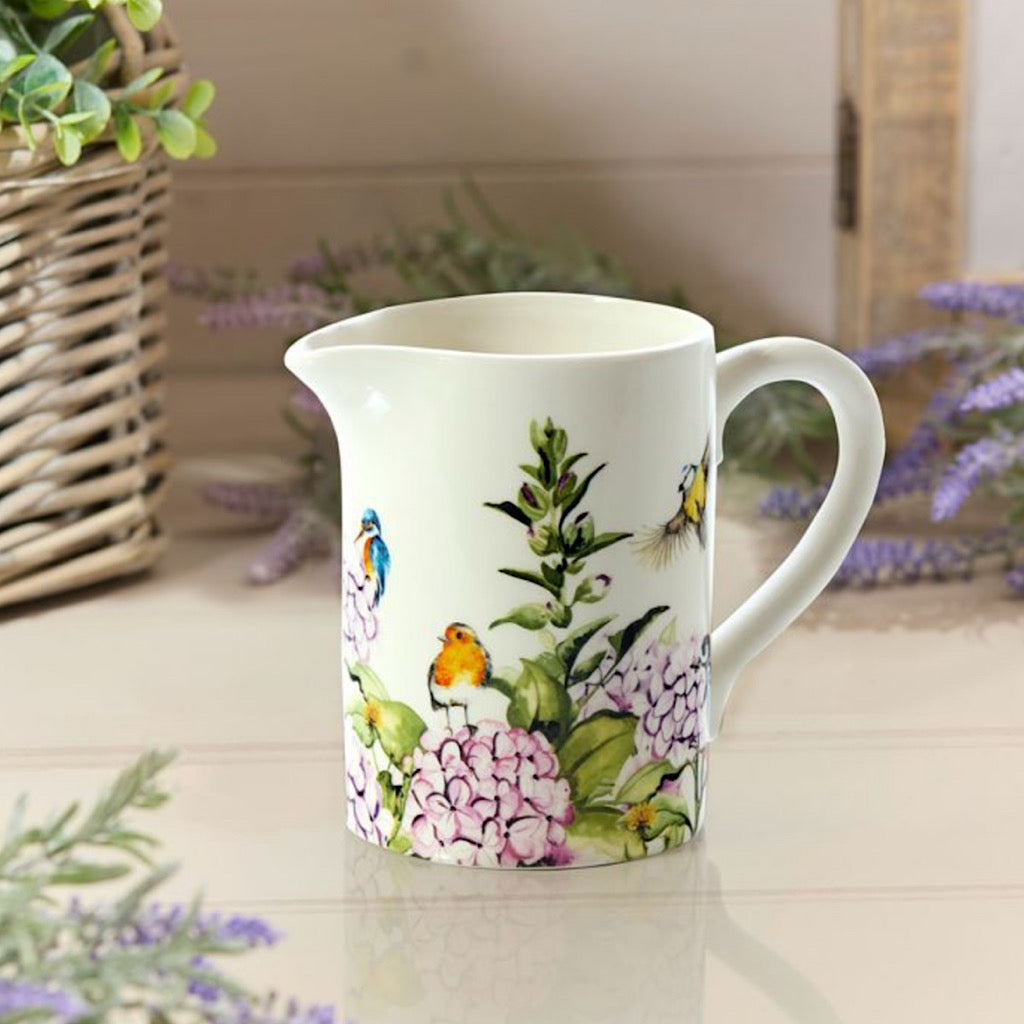 Ceramic Floral Feathered Bird Jug Full Wrap (right)