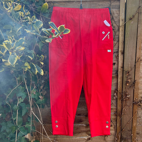 Red 3/4 Button Detail Trousers