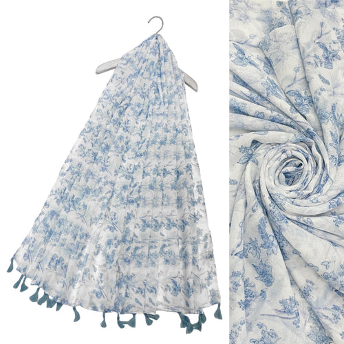Daffodil Fade Effect Print Tassel Scarf