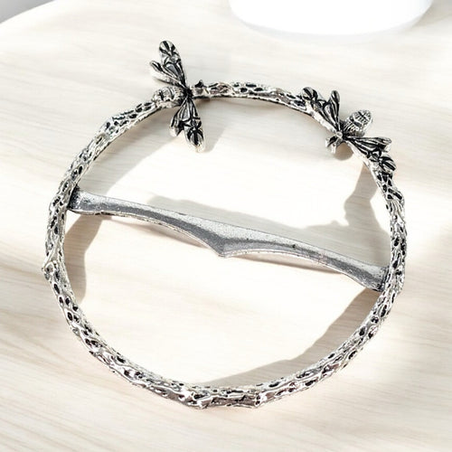 Sliver Plated Bee Design Large Scarf Ring
