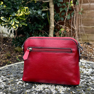 Red 'Cecilia' Italian Leather Crossbody Bag (back)