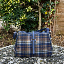 Load image into Gallery viewer, Navy Tartan Look Crossbody Bag (front)
