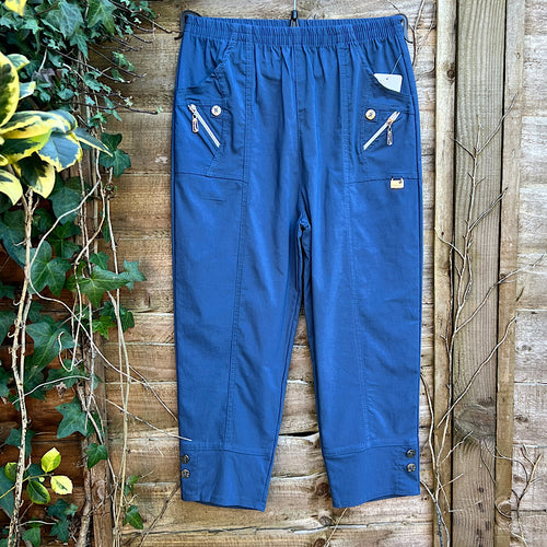Royal Airforce Blue 3/4 Button Detail Trousers