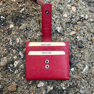 Red Leather Credit Card Holder with Note Section