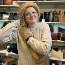 Load image into Gallery viewer, Ladies Camel Reversible Sherpa Bucket Hat (turned up at front)
