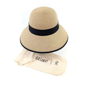 Dark Natural Open Back Bow Foldable Hat (front)