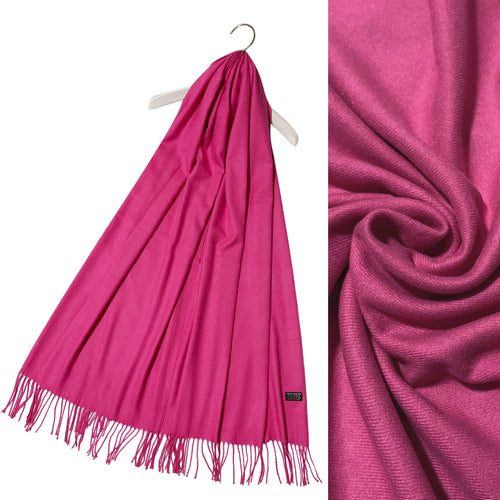 Super Soft Plain Pashmina Tassel Scarf (Fuchsia Pink)