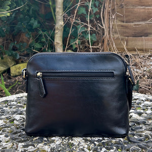 Black 'Cecilia' Italian Leather Crossbody Bag (back)