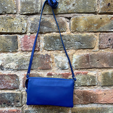 Load image into Gallery viewer, Sapphire Luxe Triple-Compartment Leather Crossbody Bag (back)
