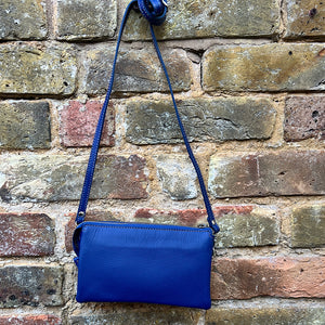 Sapphire Luxe Triple-Compartment Leather Crossbody Bag (back)
