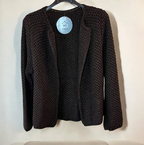 Classic Espresso Brown Eleganza Textured Knit Jacket