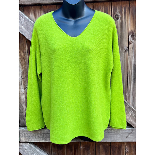 Lime Basic Soft Knit V-Neck Jumper