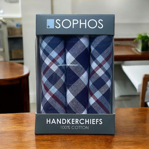 Navy 100% Cotton Check/Tartan Handkerchiefs