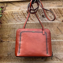 Load image into Gallery viewer, Cognac &quot;Lia&quot; Italian Leather Crossbody Bag
