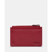 Load image into Gallery viewer, Cherry Red Zip Top Morton Leather Card Holder (back)
