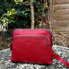 Load image into Gallery viewer, Red &#39;Cecilia&#39; Italian Leather Crossbody Bag (front)

