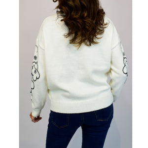 Ivory Multi Sequin Flower Jumper (back)