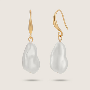 Gold Chunky Pearl Drop Hook Earrings