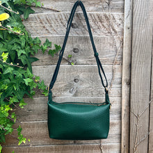 Load image into Gallery viewer, Dark Green Pochette Zip Top Crossbody Bag (back)

