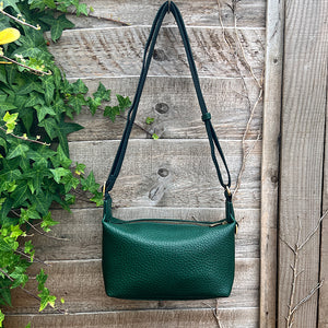 Dark Green Pochette Zip Top Crossbody Bag (back)