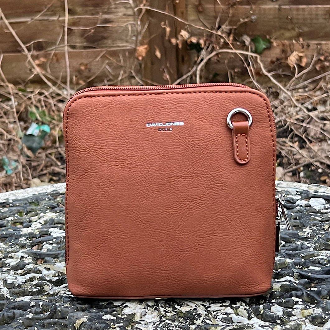 Tan 'Mia' Mini Crossbody Bag By David Jones (Front)