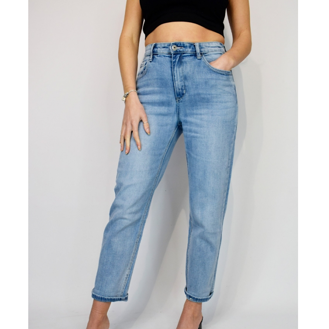 Light Denim Wash Mom Jeans