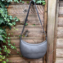 Load image into Gallery viewer, Grey Scoop with Fabric Adjustable Strap Crossbody Bag (back)
