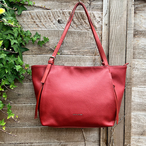 Rust Casual Everyday Shoulder Bag with Asymmetrical Front Pockets
