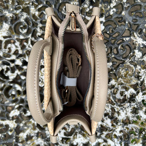 Taos Taupe 'Natalie' Straw Effect Grab Bag (open)