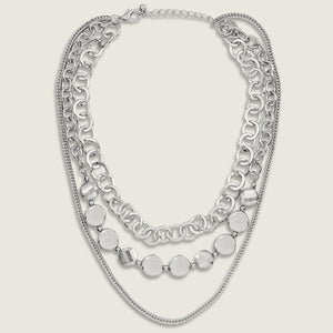 Silver Multi Chain Short Necklace