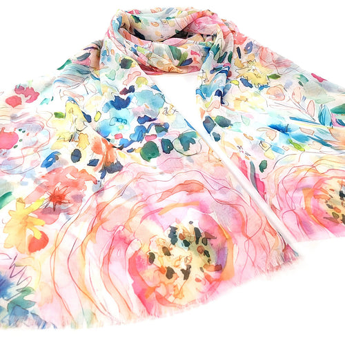 Pastel Flurry of Roses Scarf (close up)