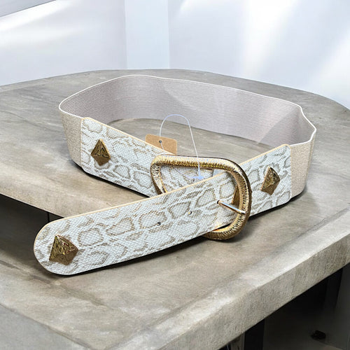 Gold & Beige Elasticated Belt