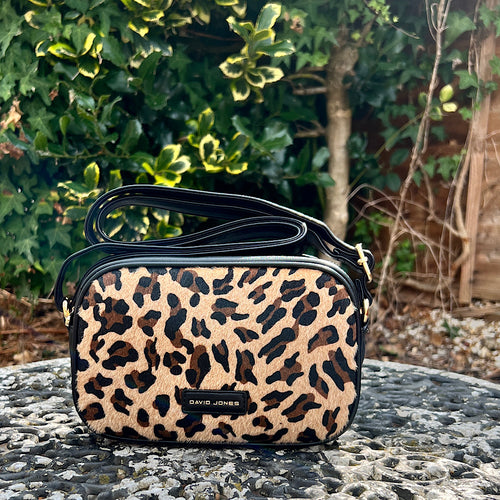 Pumpkin Spice Brown Leopard Camera Style Crossbody Bag