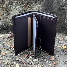 Load image into Gallery viewer, Small Chocolate Brown Italian Leather Wallet | 4 Card Slots (open)
